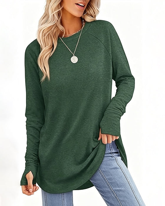 Top Relaxed Ronde Hals Raglan Lange Mouw