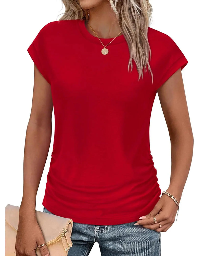 T-Shirt Zijde Rimpeling Korte Mouw