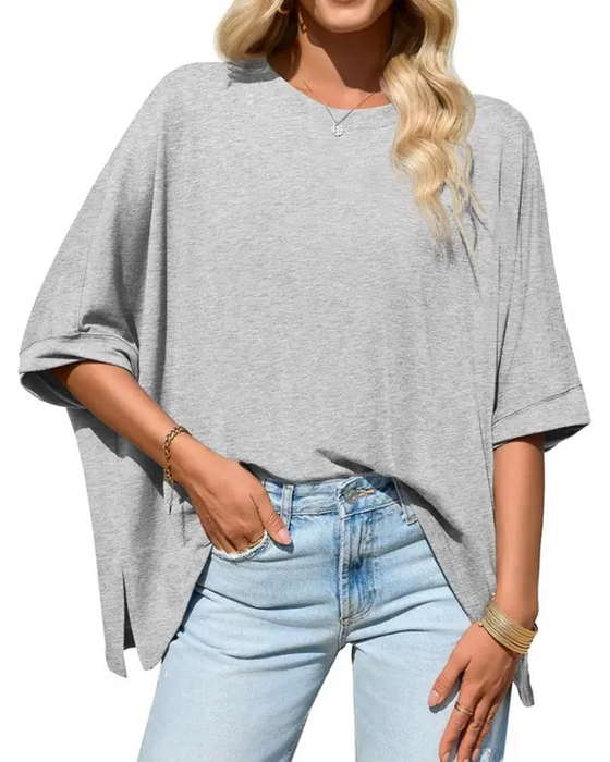T-Shirt Loose Fit Alledaags Vleermuismouw