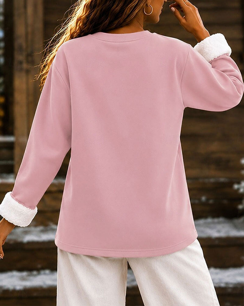 Hoodie Letterprint Ronde Hals Fleece Pullover
