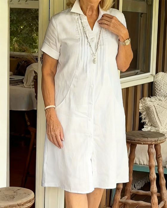 Overhemdjurk Effen Kleur Geknoopt Korte Mouwen