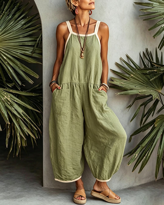 Kleurblokkerde Jumpsuit Met Zakken