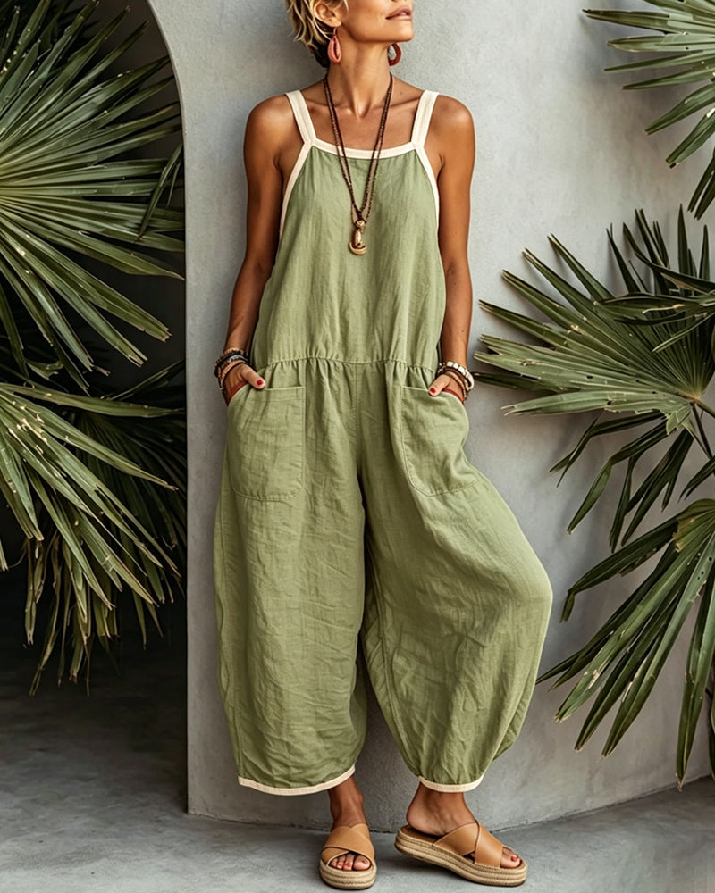 Kleurblokkerde Jumpsuit Met Zakken