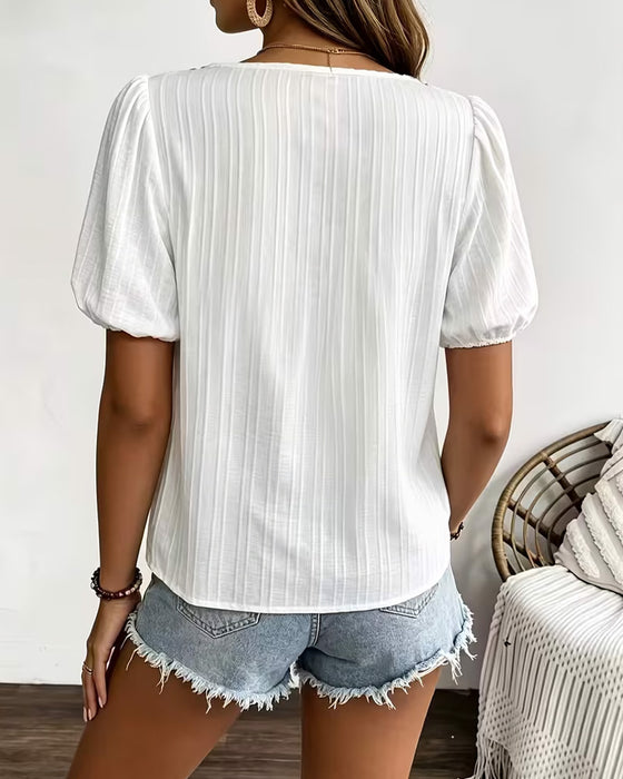 Blouse Vierkante Hals Puffmouwen