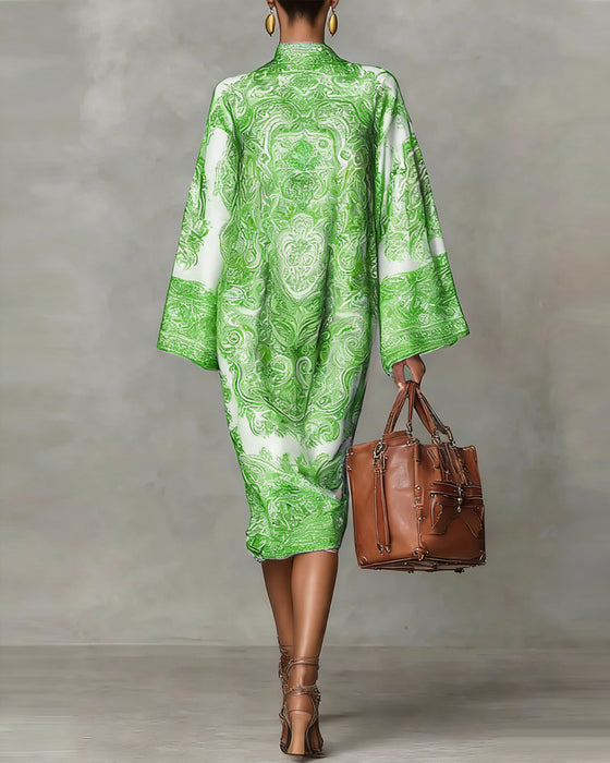 Hooggesloten Jurk Met Vintage Print