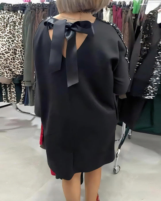 Jurk V-hals Met Pailletten Sweatshirt