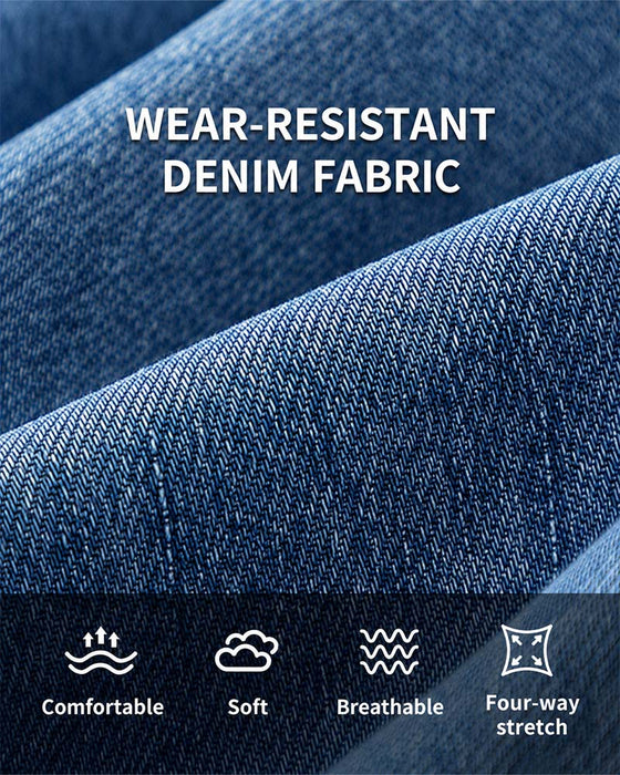 Broek Elastische Taille Denim Wijde Pijp