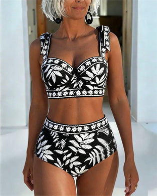 Bikini Botanische Print Hoge Taille