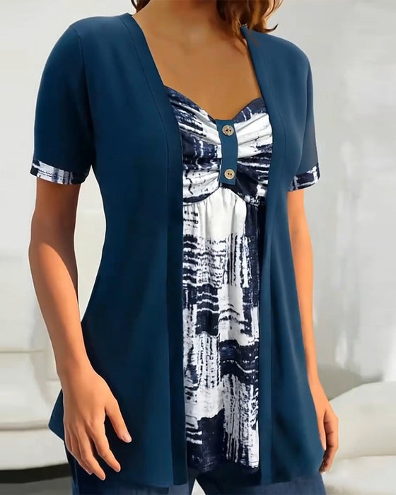 Blouse Bedrukt Nep Tweedelig Onregelmatig