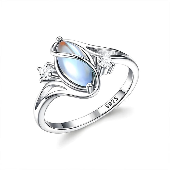 Ovale maansteen geometrische ring
