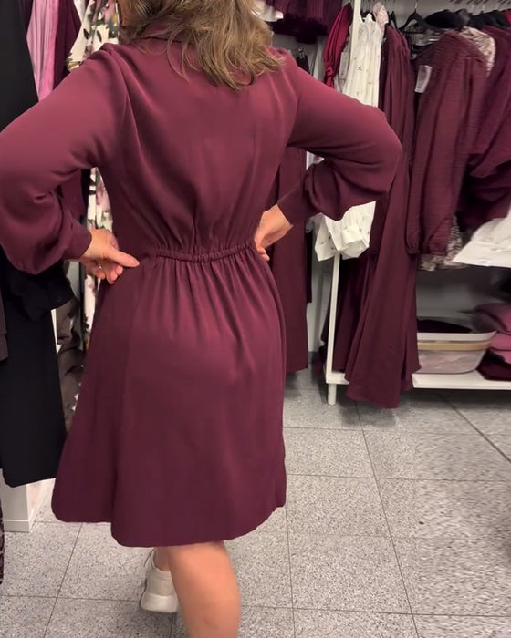 Jurk Halve Rits Kraag Zwierig