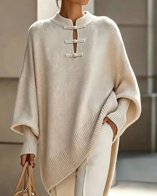 Pullover Mandarin Knoop Knoop Loose Fit Cape