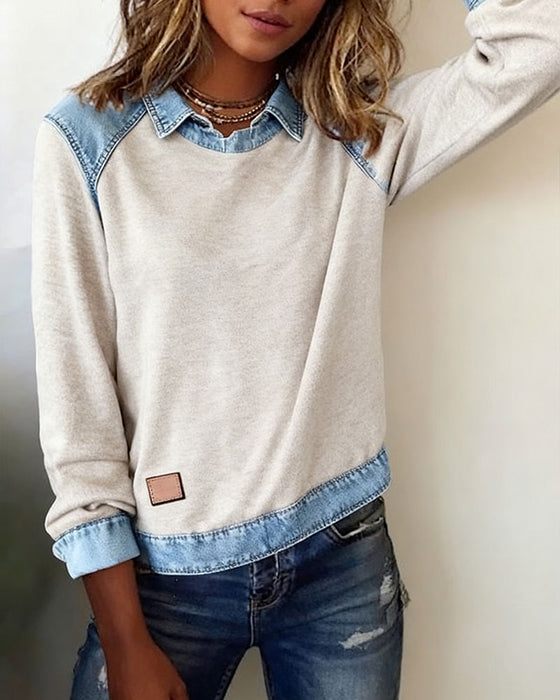 Blouse modieuze revers lange mouwen