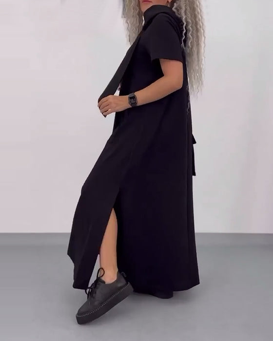 Jurk Effen Kleur Hoodie Casual