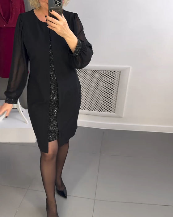 Jurk Ronde Hals Diamant Paneel