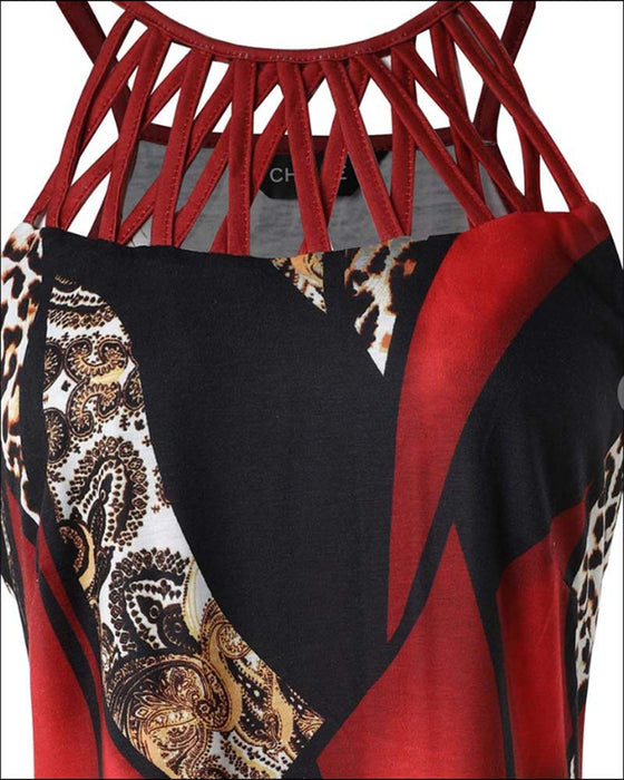 Holle mouwloze jurk in contrasterende kleur