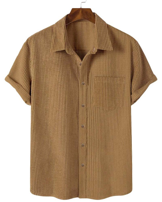 Shirt Knoopsgat Knoop Effen Heren Korte Mouw