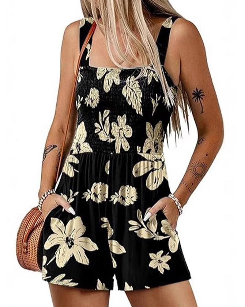 Jumpsuit bloemen casual bandjumpsuit