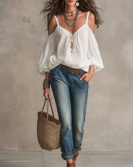 Blouse Off-Shoulder Puff Band
