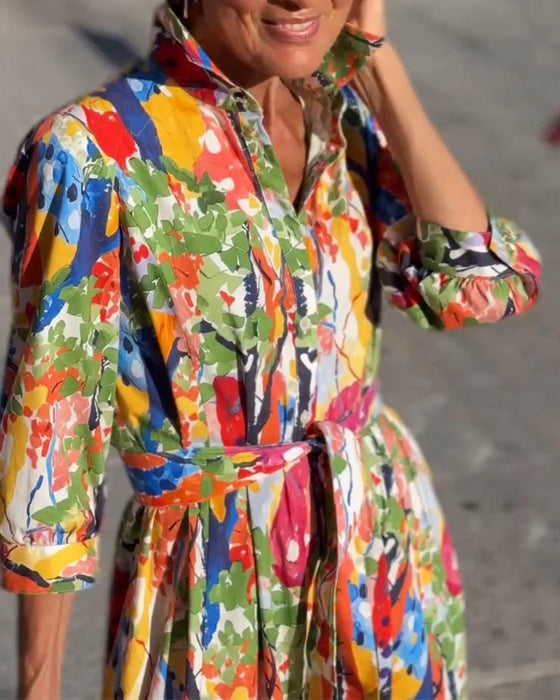 Kledingrevers Mode Halflange Mouw Gedrukt Swing