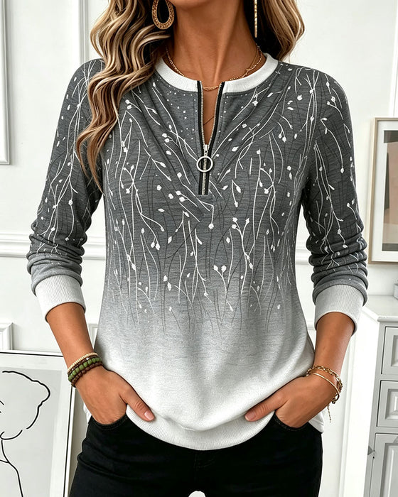 Sweatshirt Rondhals Rits Ombre