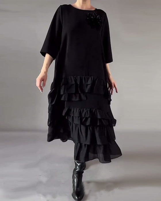 Jurk Met Ronde Hals En Dubbele Laag