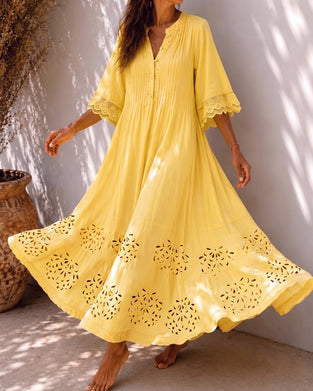 Jurk V-Hals Ruffle Gerimpeld