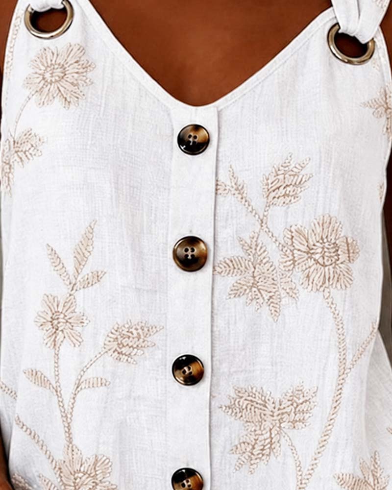Tank Top Bloemen Camisole Metalen Ring