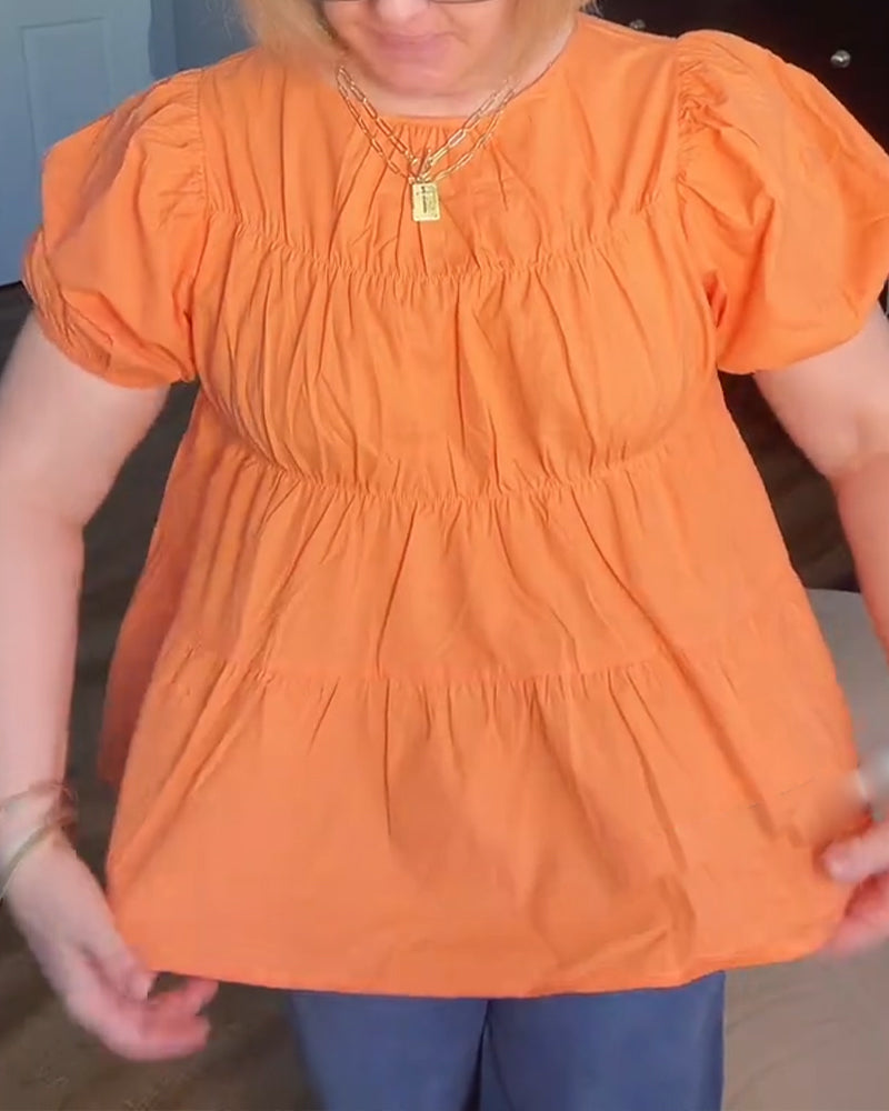 Blouse Pofmouw Loose-Fit Ruche