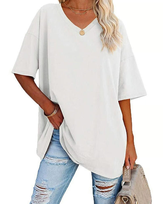 T-Shirt V-Hals Los Casual Korte Mouw