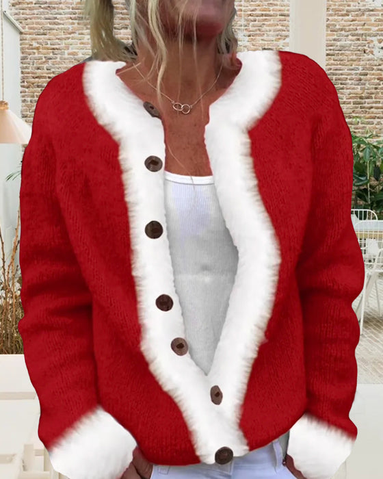 Modieuze Langemouwen Cardigan Met Contrasterende Kleur