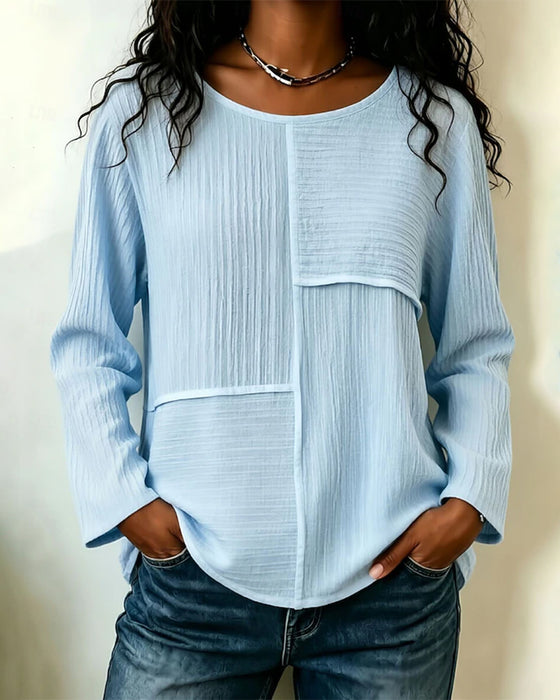 Blouse Lange-Mouw Lapwerk Ronde-Hals
