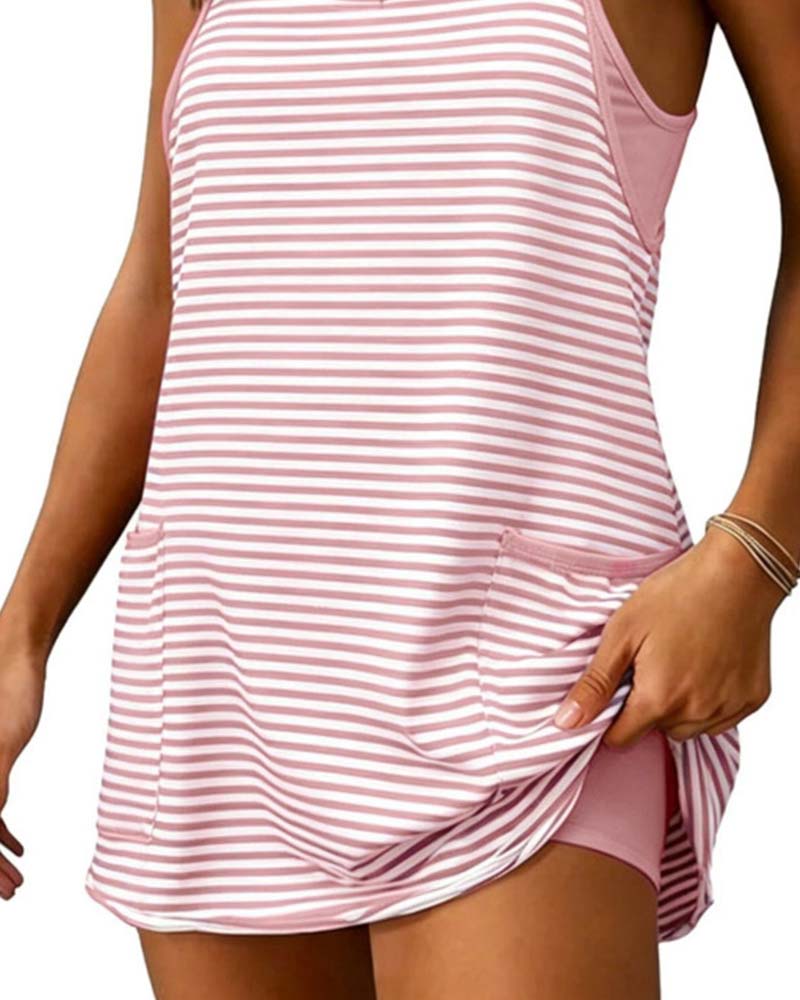 Jumpsuits Gestreept Mouwloos Cami Casual
