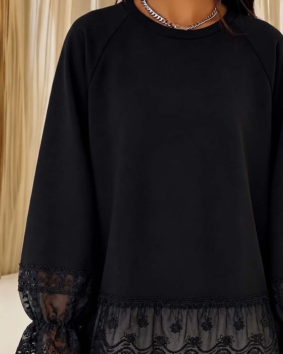 Blouse Patchwork Lange Mouw Rondhals