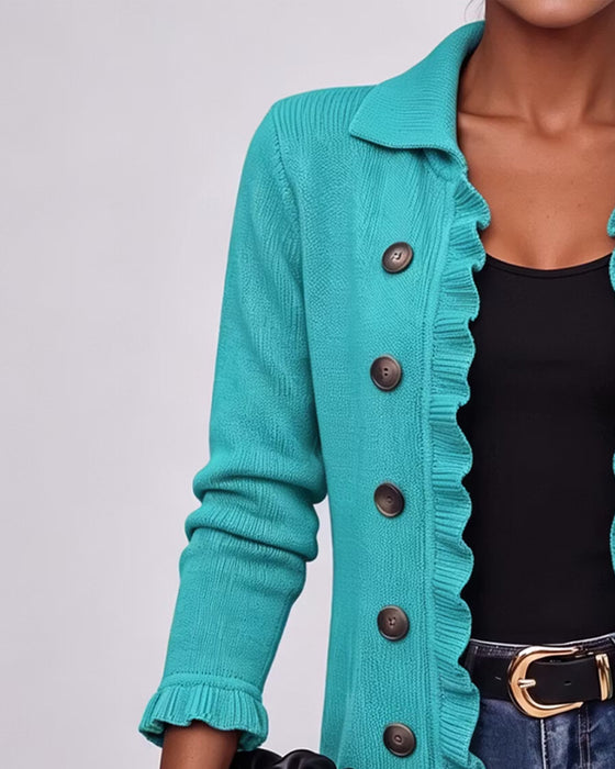 Cardigan Reverse Ruffle Knoop