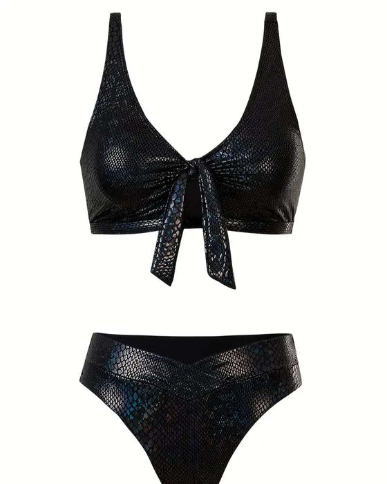 Bikini Slangenprint Borststrik Hoge Taille Driehoek