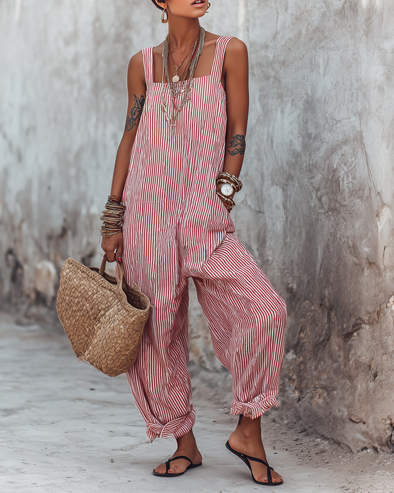 Jumpsuit Brede Band Gestreepte Overalls