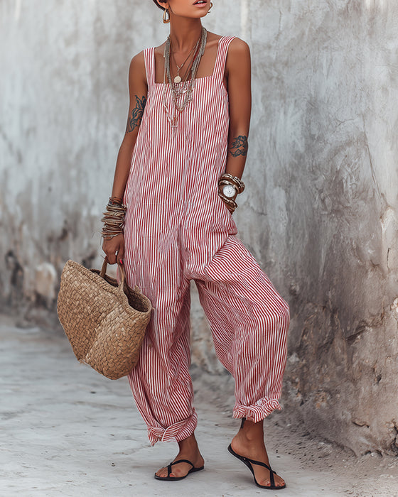 Jumpsuit Brede Band Gestreepte Overalls