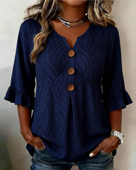 Blouse Met Textuur En Rucherand