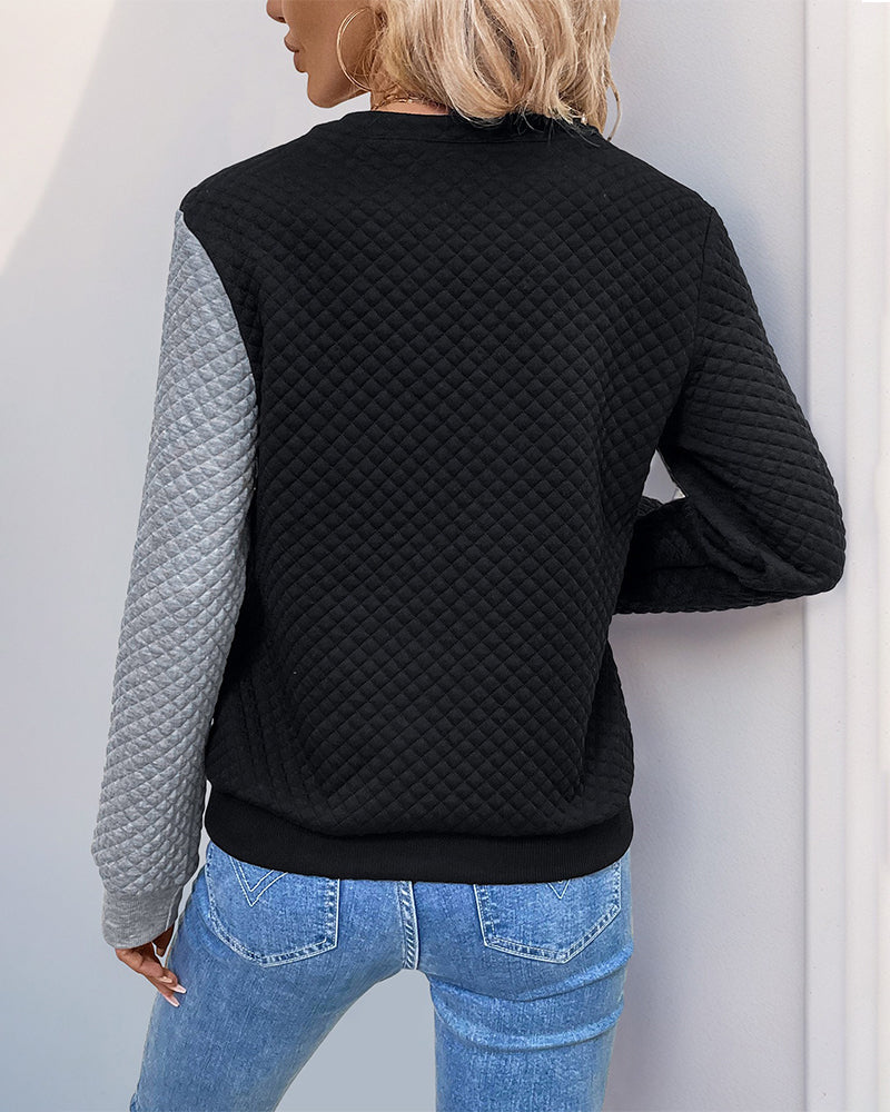 Sweatshirt casual kleurgeblokt lange mouwen
