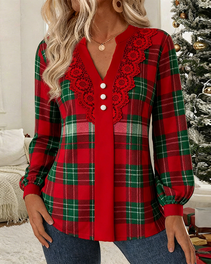 Top Met V-Hals En Lantaarnmouwen