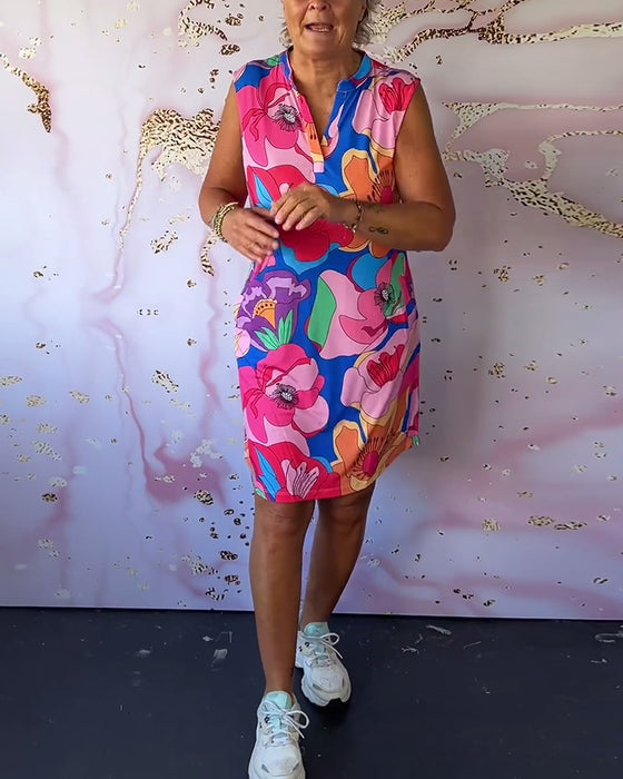 Mouwloze jurk met bloemenprint