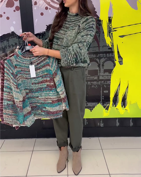 Retro Trui Met Driekwartsmouwen