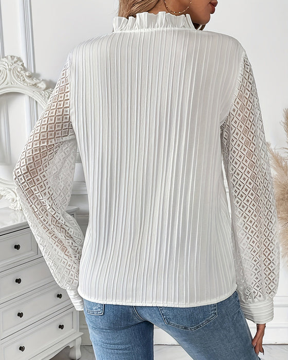 Blouse Stijlvol V-Hals Uitgesneden Ruffle