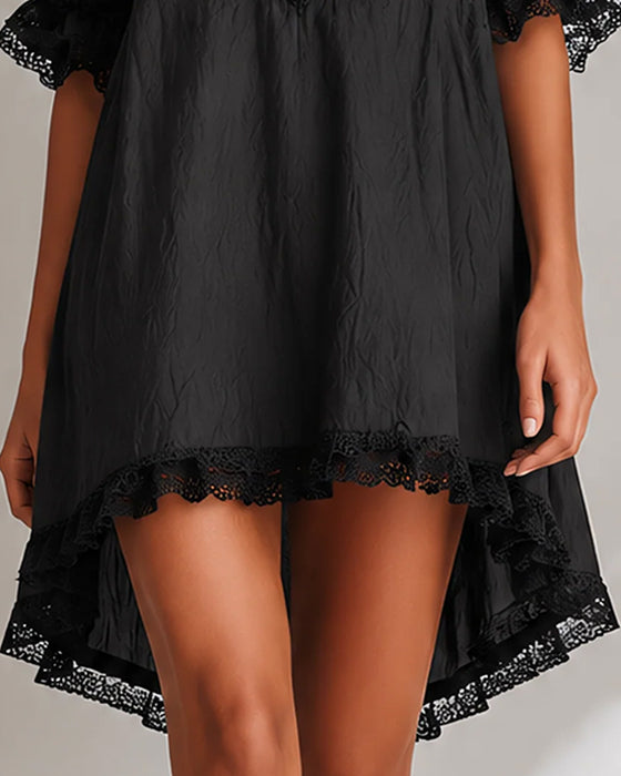 Jurk Kant Patchwork Asymmetrisch