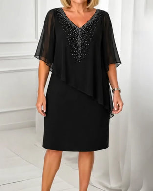 Jurk Casual V-Hals Rhinestone