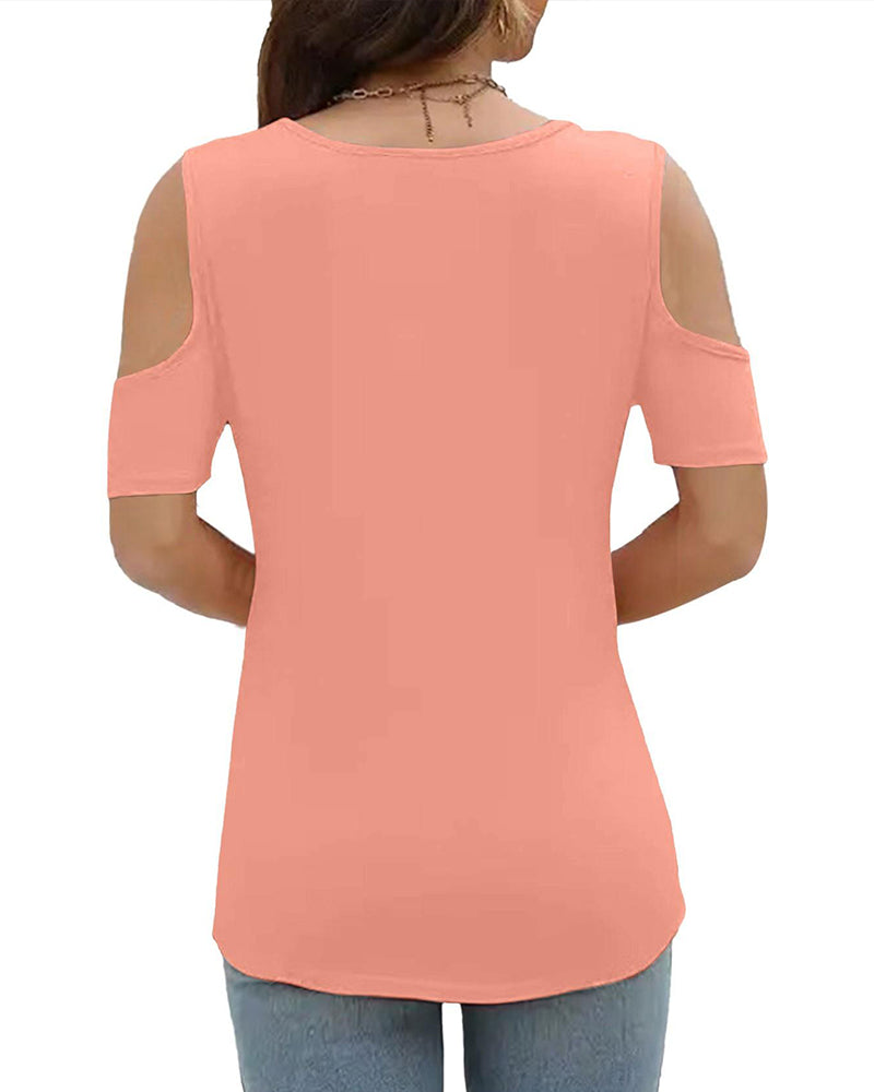 T-Shirt Ringdetail Cold Shoulder Casual