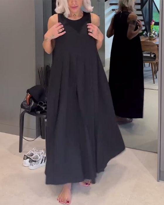 Elegante geplooide tankjurk in effen kleur