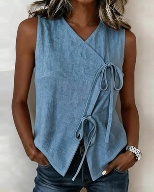 Blouse V-Hals Mouwloos Kruis Vest