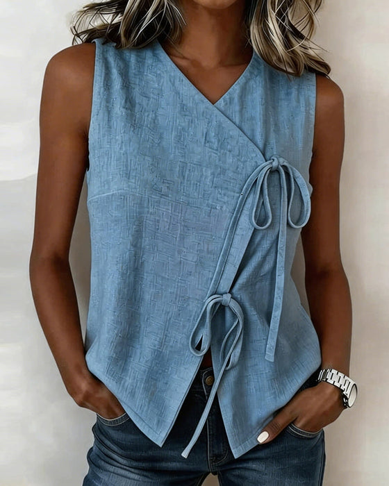 Blouse V-Hals Mouwloos Kruis Vest